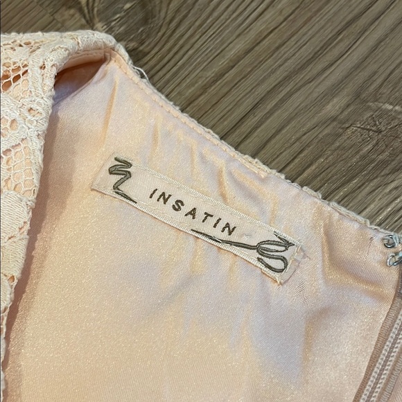 Peach A-line Mini lace Dress with round  Neck for Wedding Guest XS - Picture 2 of 11